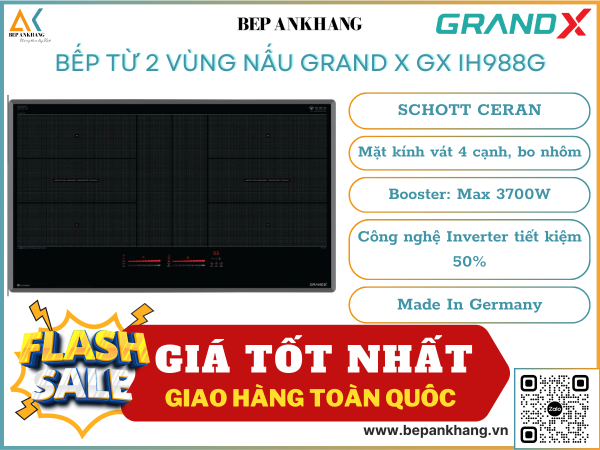 Bếp từ 2 vùng nấu Grand X GX IH988G - Made In Germany